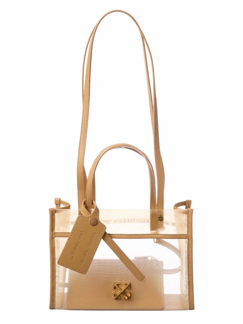 Off-White Beige Transparent Tote with Detachable Pouch